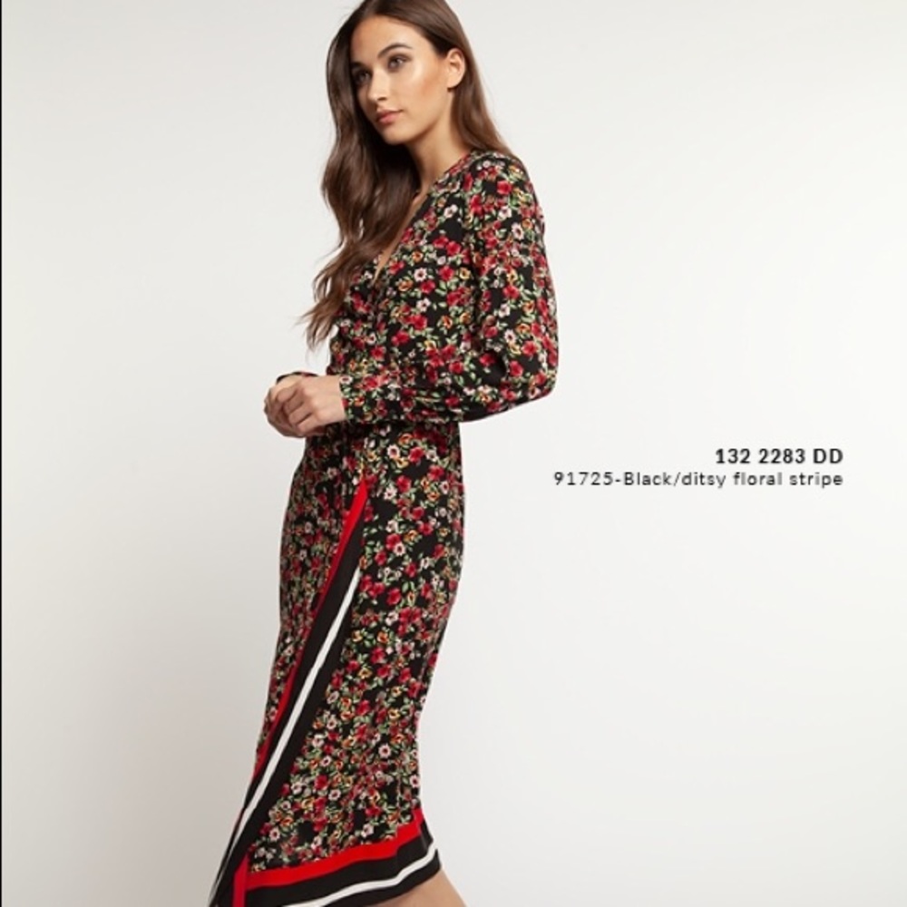 NWT Black/Red wrap dress with floral pattern